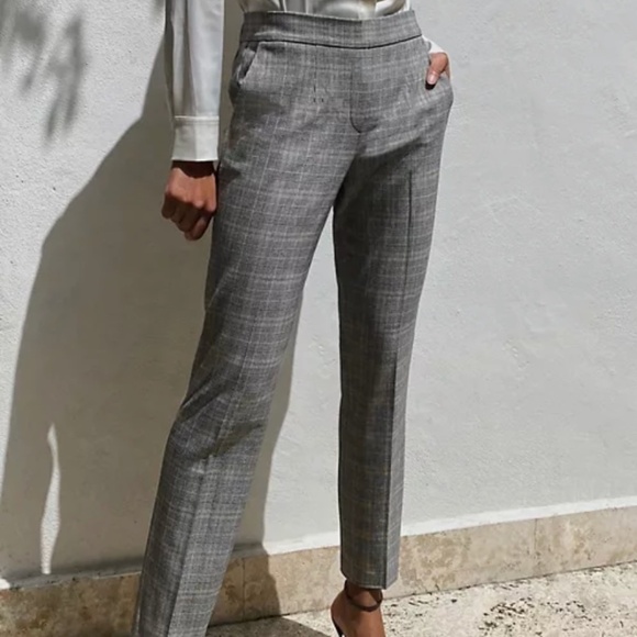 Banana Republic Dress Pants Black/white/gray/burgundy Checkered Houndstooth Sz 4 - Picture 1 of 14